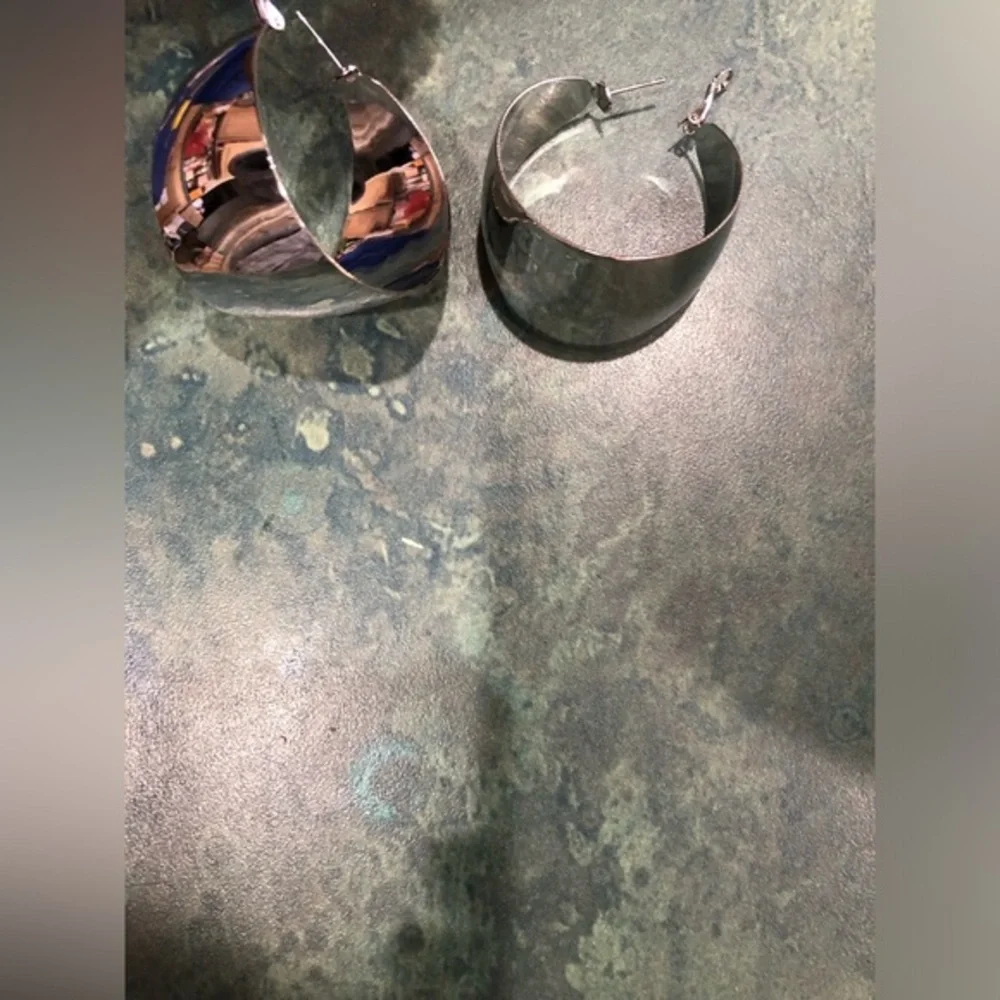 Natasha couture‎ Oversized silver plated hollow half moon earrings new